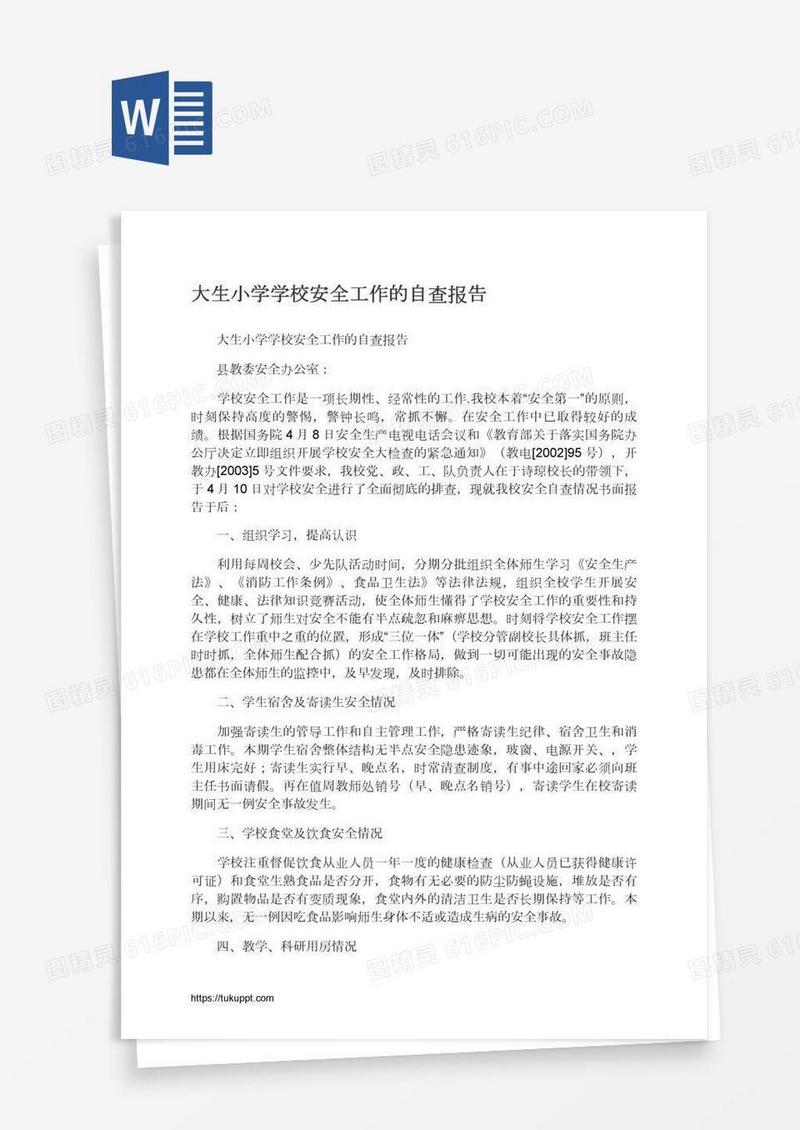 大生小学学校安全工作的自查报告