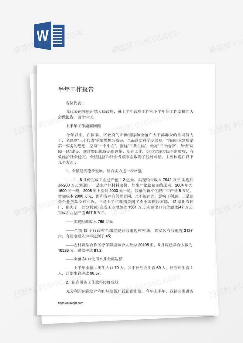 半年工作报告