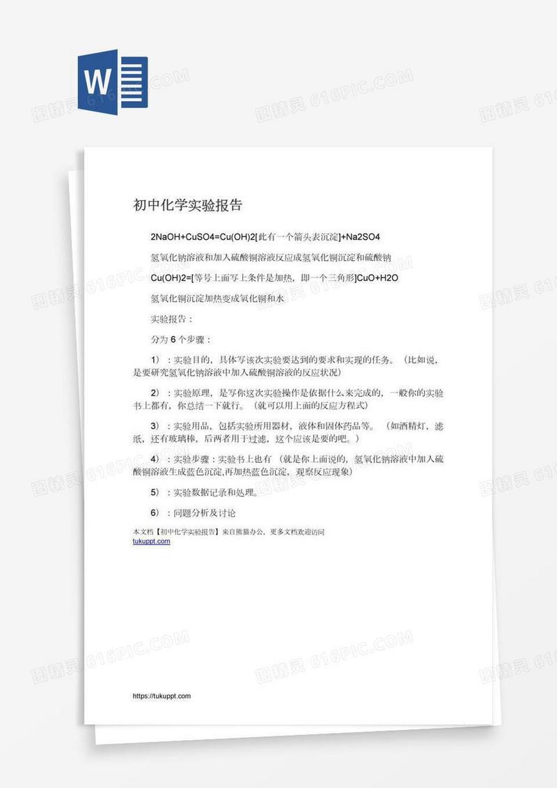 初中化学实验报告