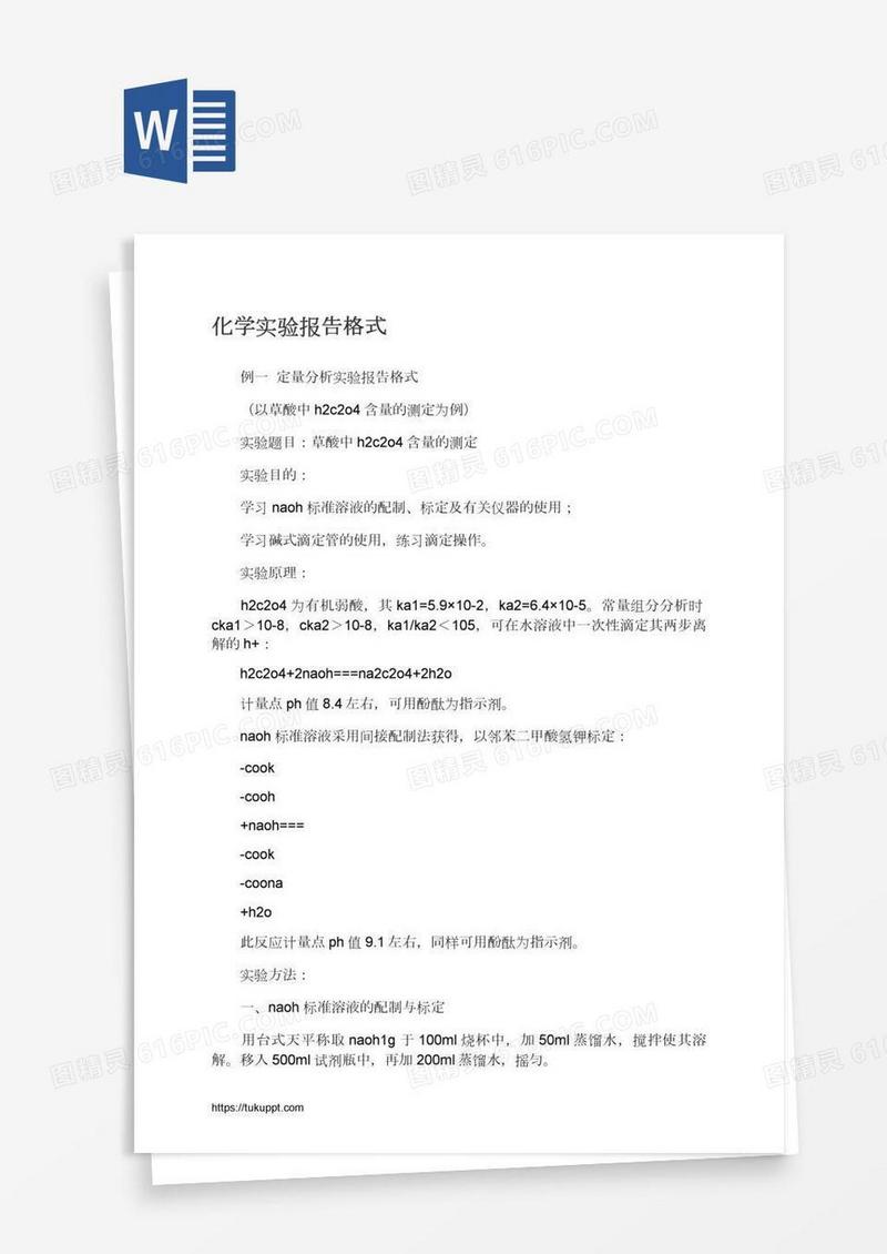 化学实验报告格式