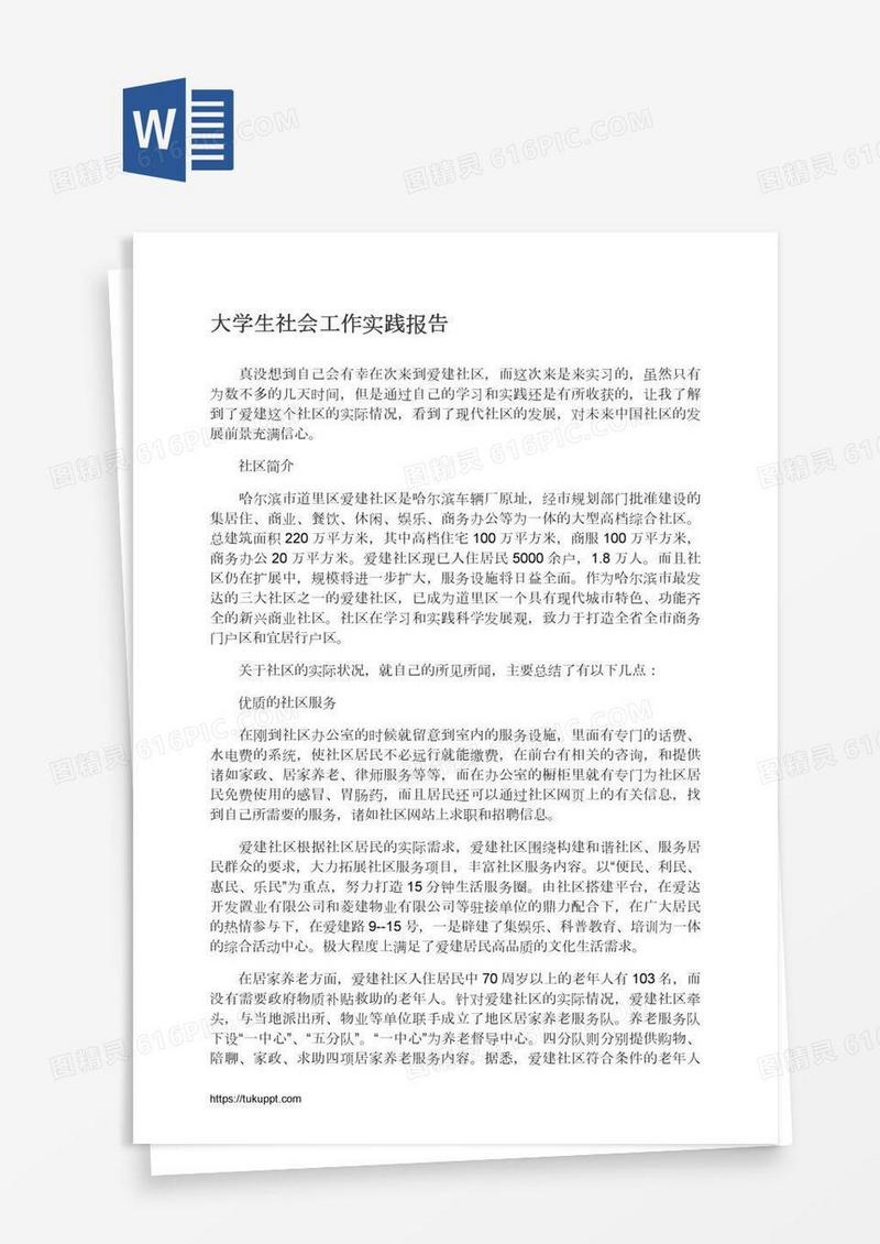 大学生社会工作实践报告