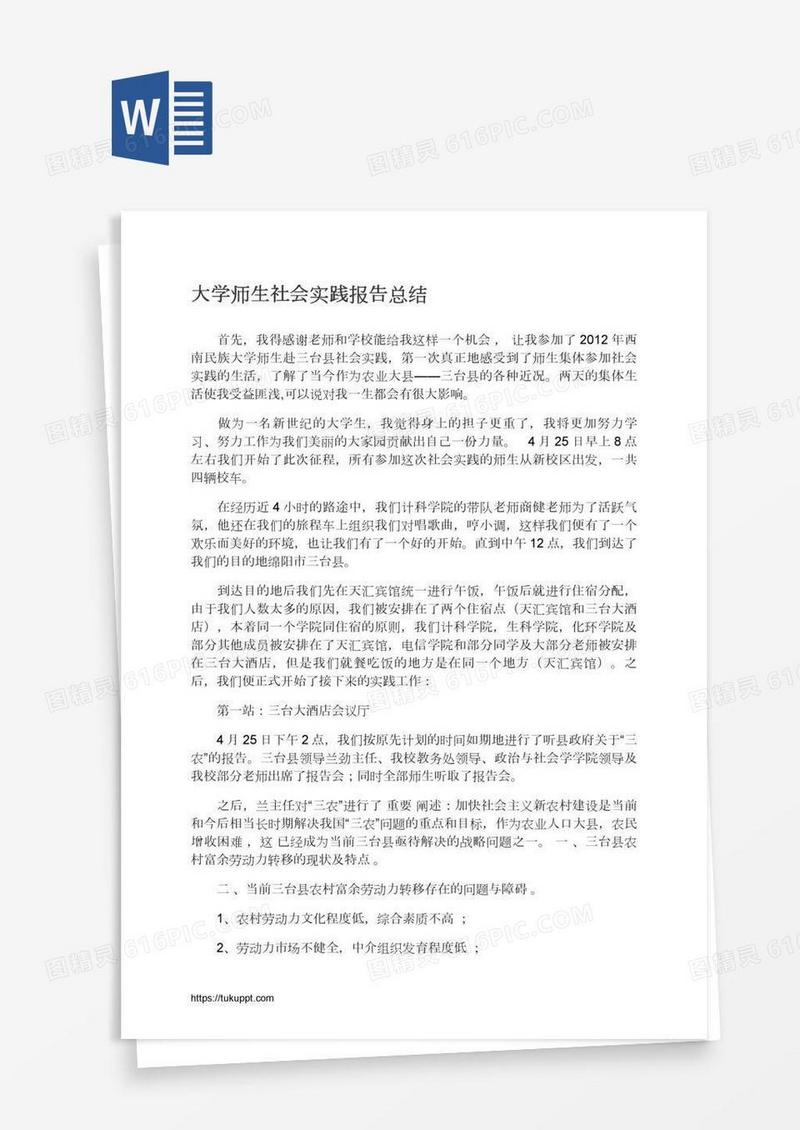 大学师生社会实践报告总结
