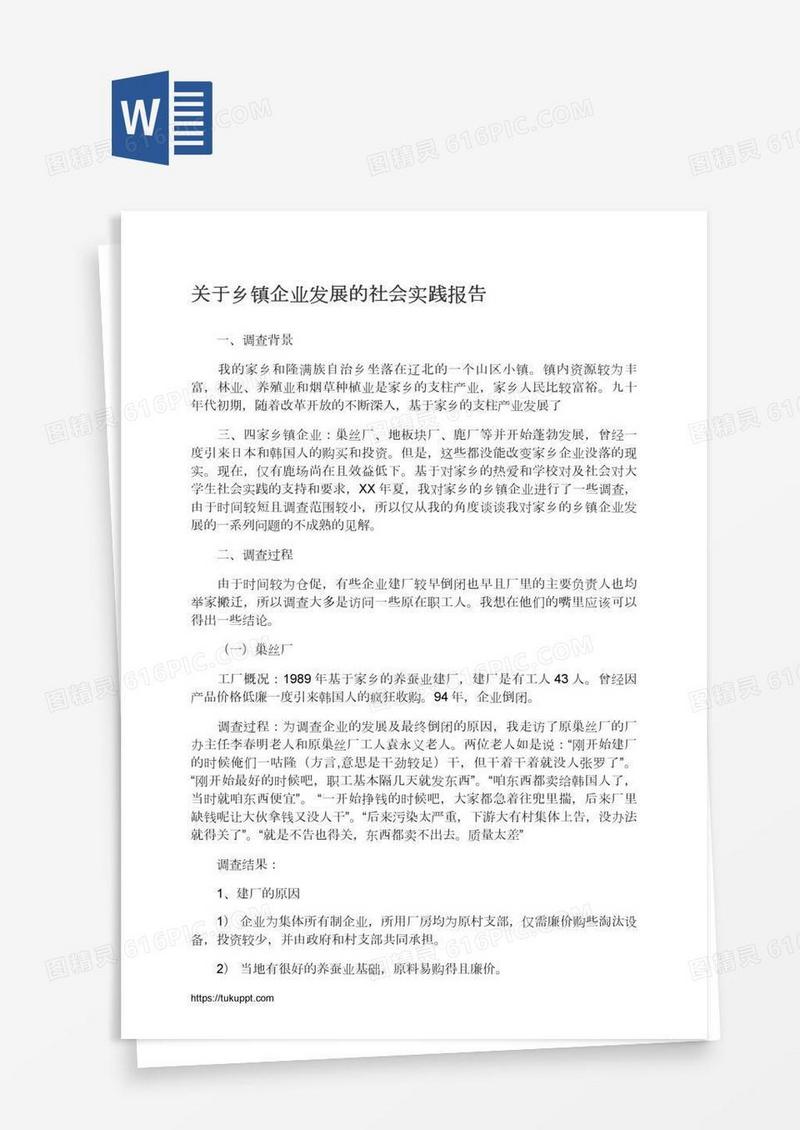 关于乡镇企业发展的社会实践报告