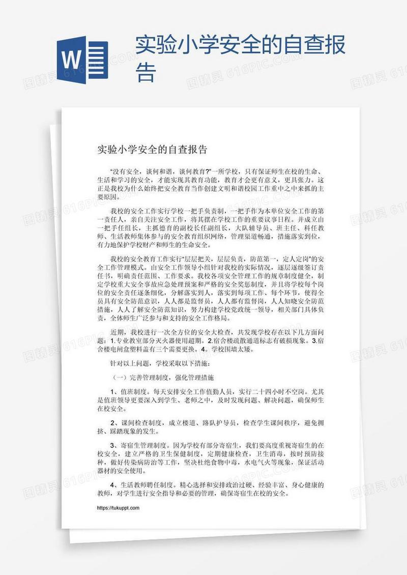 实验小学安全的自查报告
