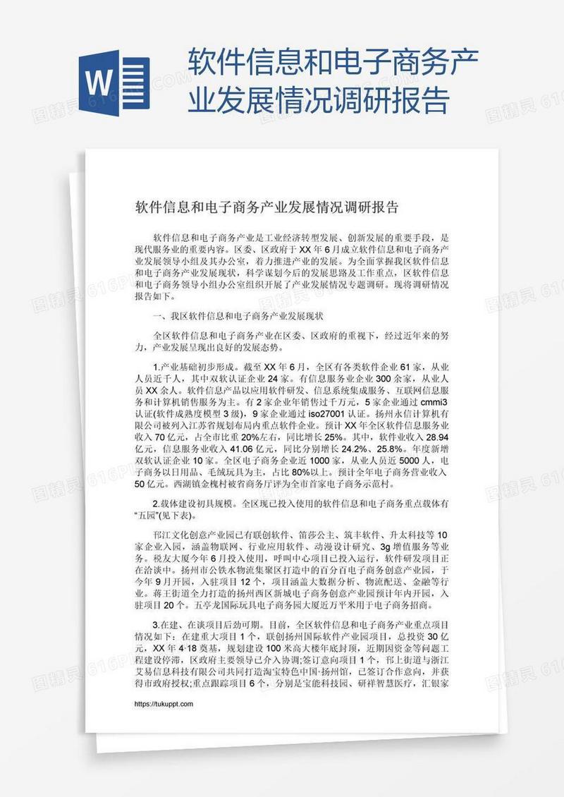 软件信息和电子商务产业发展情况调研报告