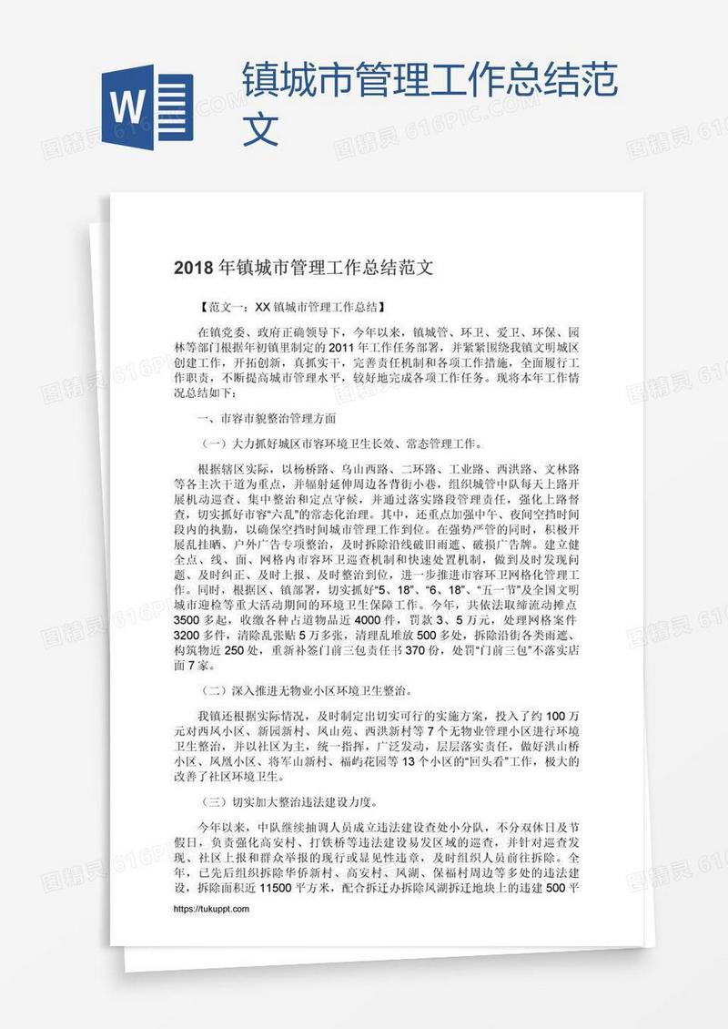 镇城市管理工作总结范文