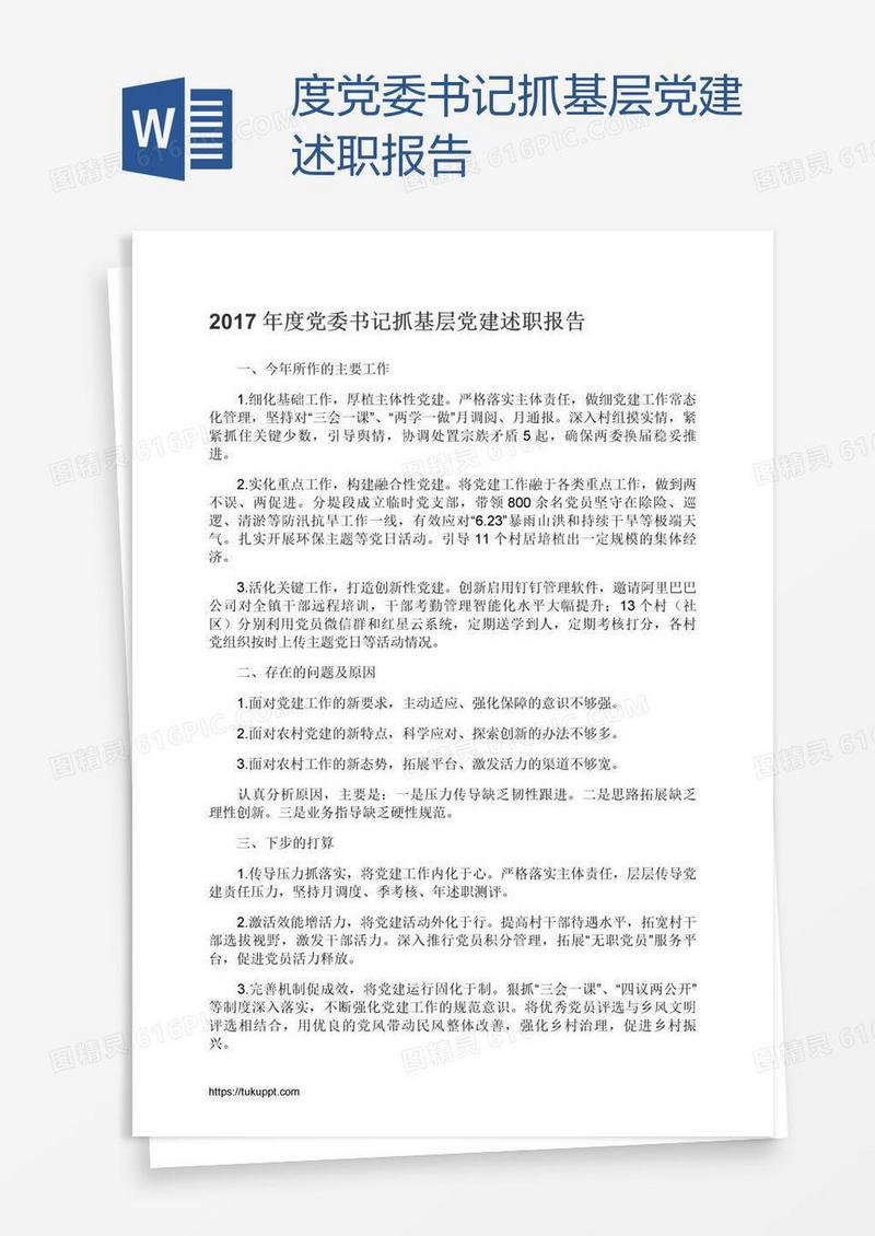 度党委书记抓基层党建述职报告