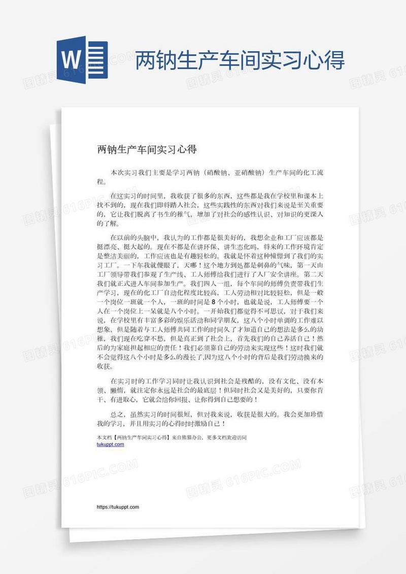 两钠生产车间实习心得