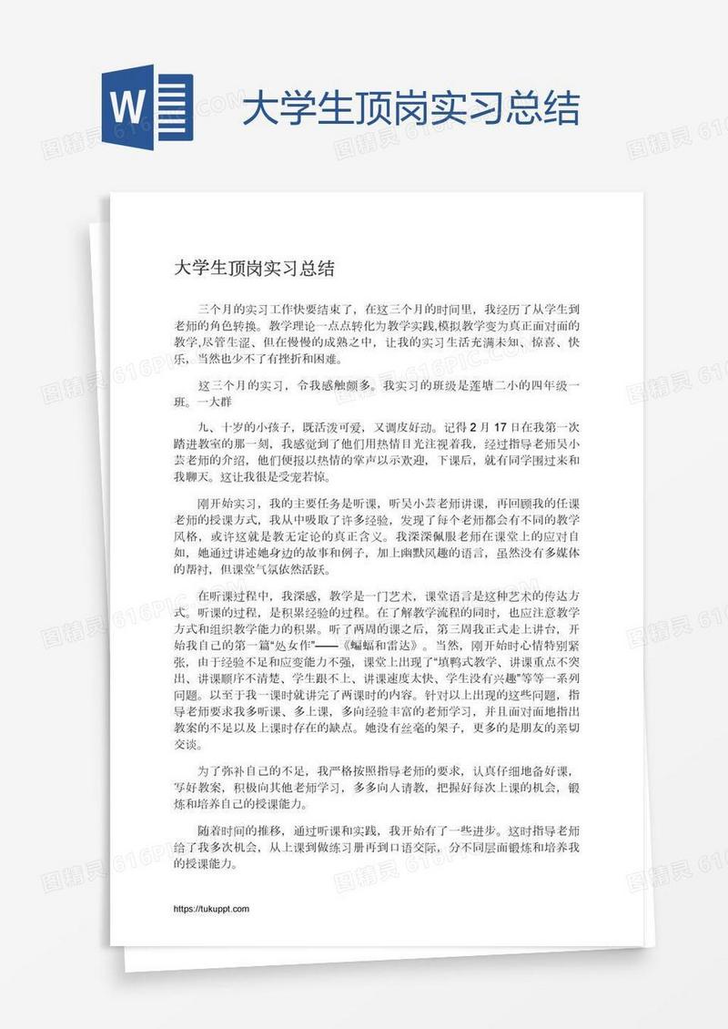 大学生顶岗实习总结
