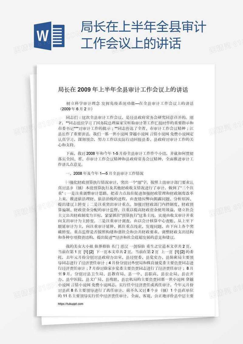 局长在上半年全县审计工作会议上的讲话