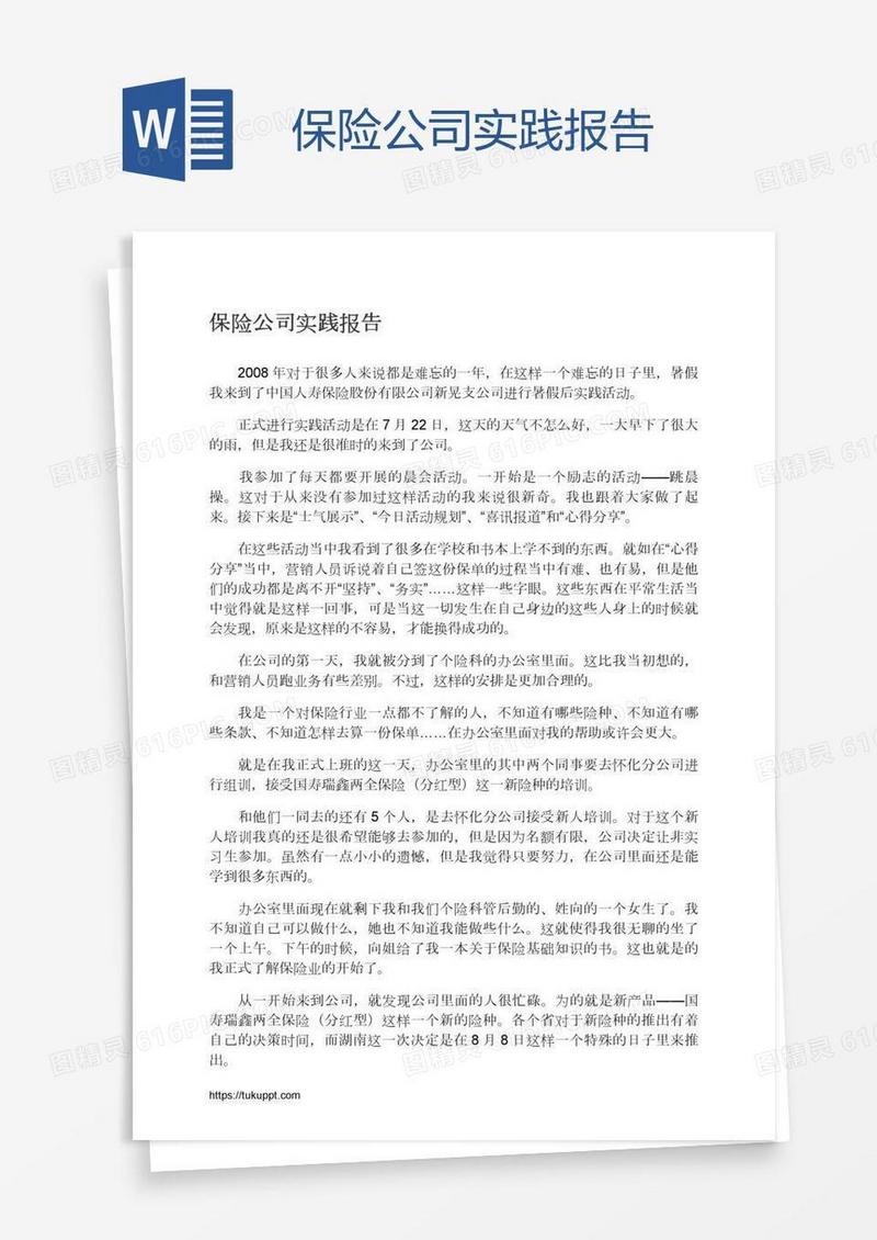 保险公司实践报告