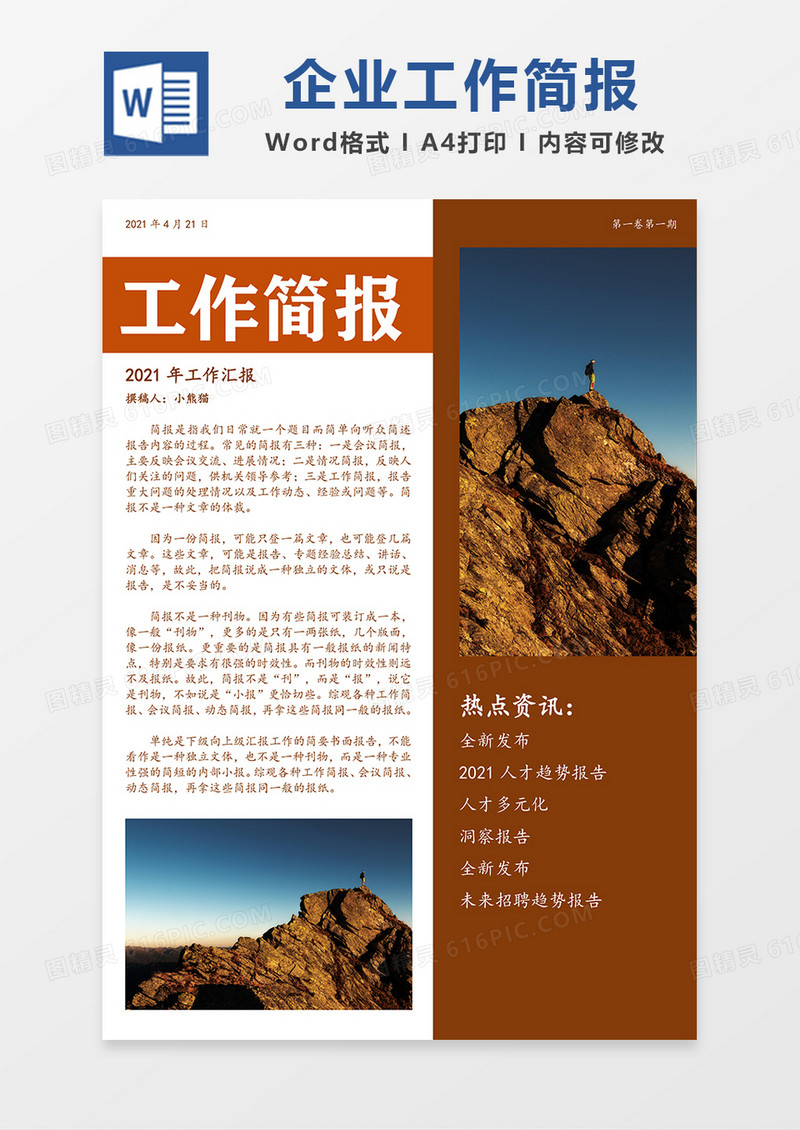 工作总结简报简约word模板