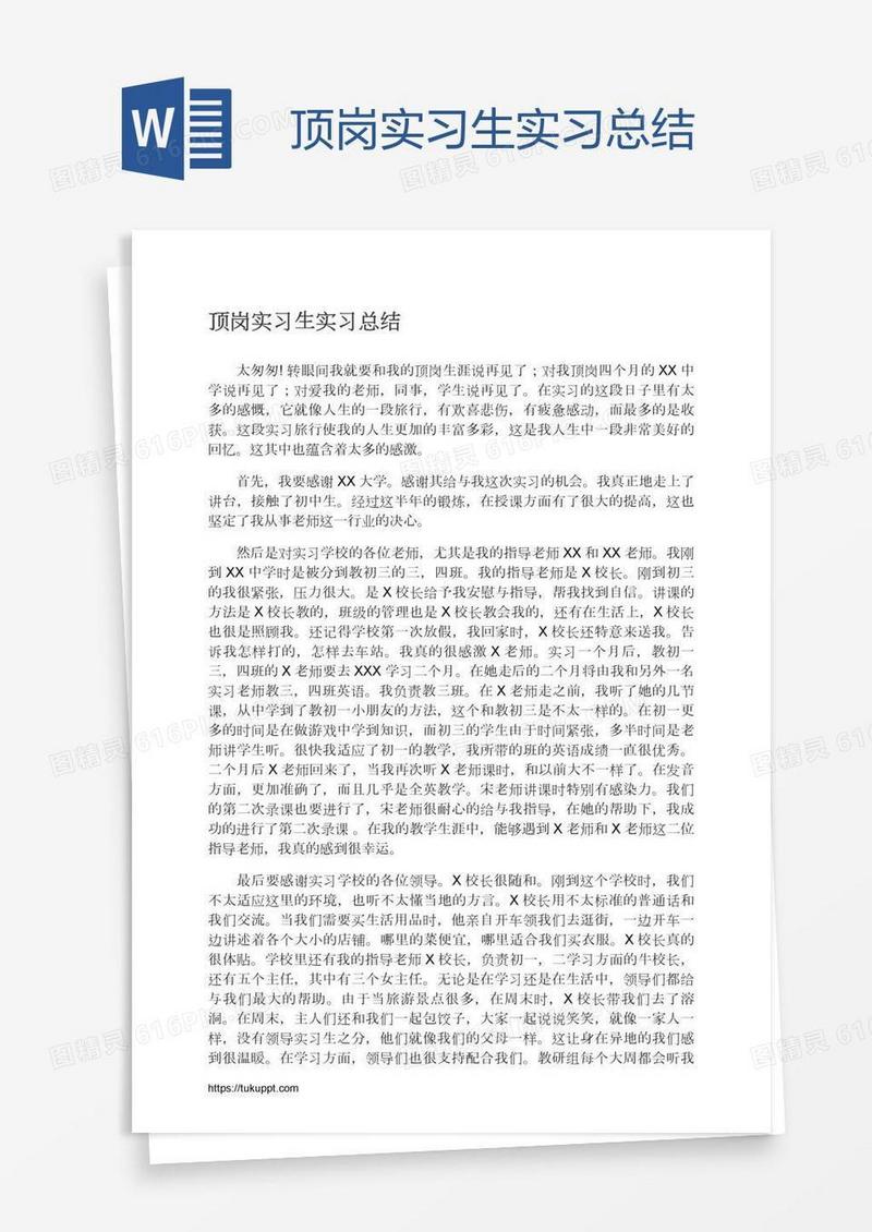 顶岗实习生实习总结