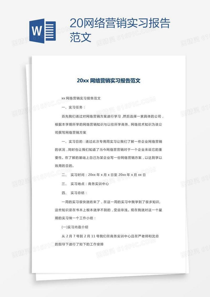 20xx网络营销实习报告范文