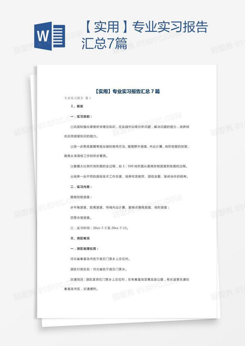 【实用】专业实习报告汇总7篇