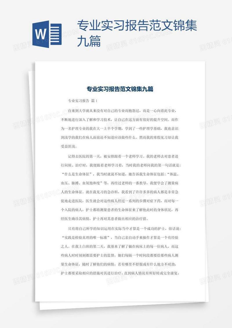 专业实习报告范文锦集九篇