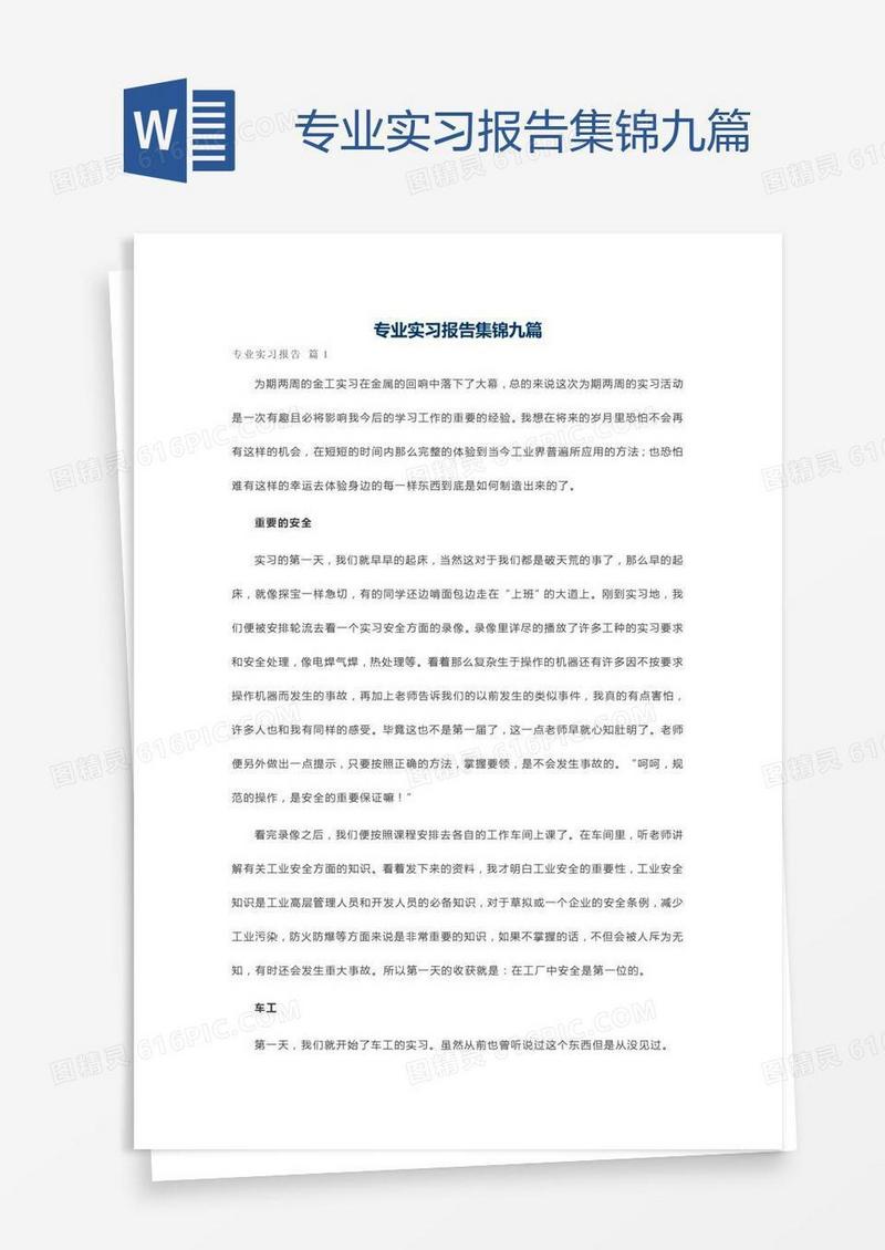 专业实习报告集锦九篇