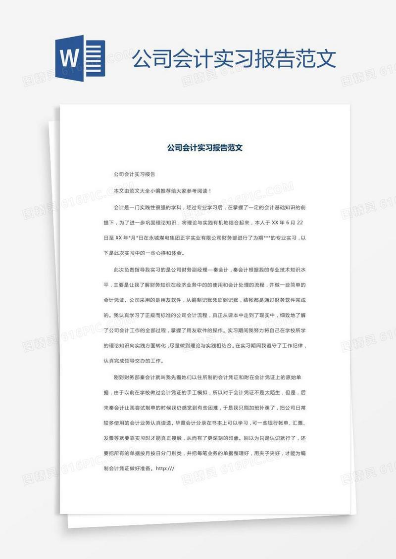 公司会计实习报告范文