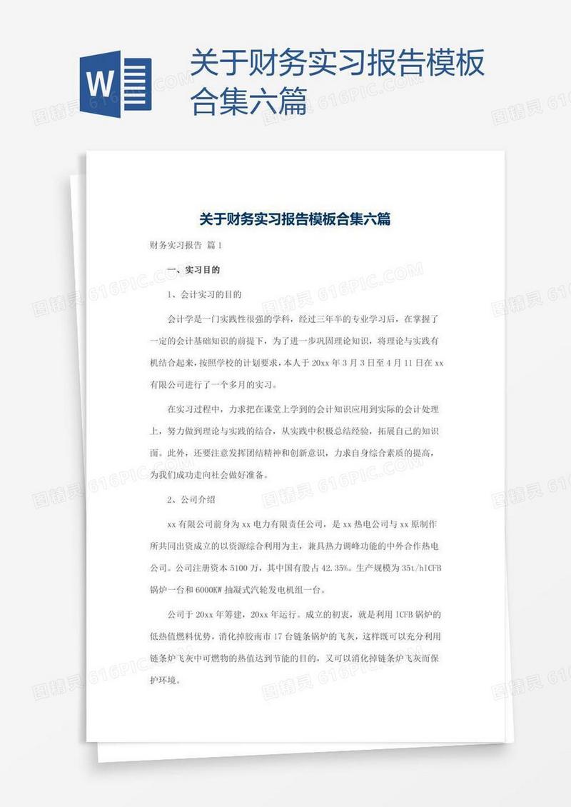 关于财务实习报告模板合集六篇