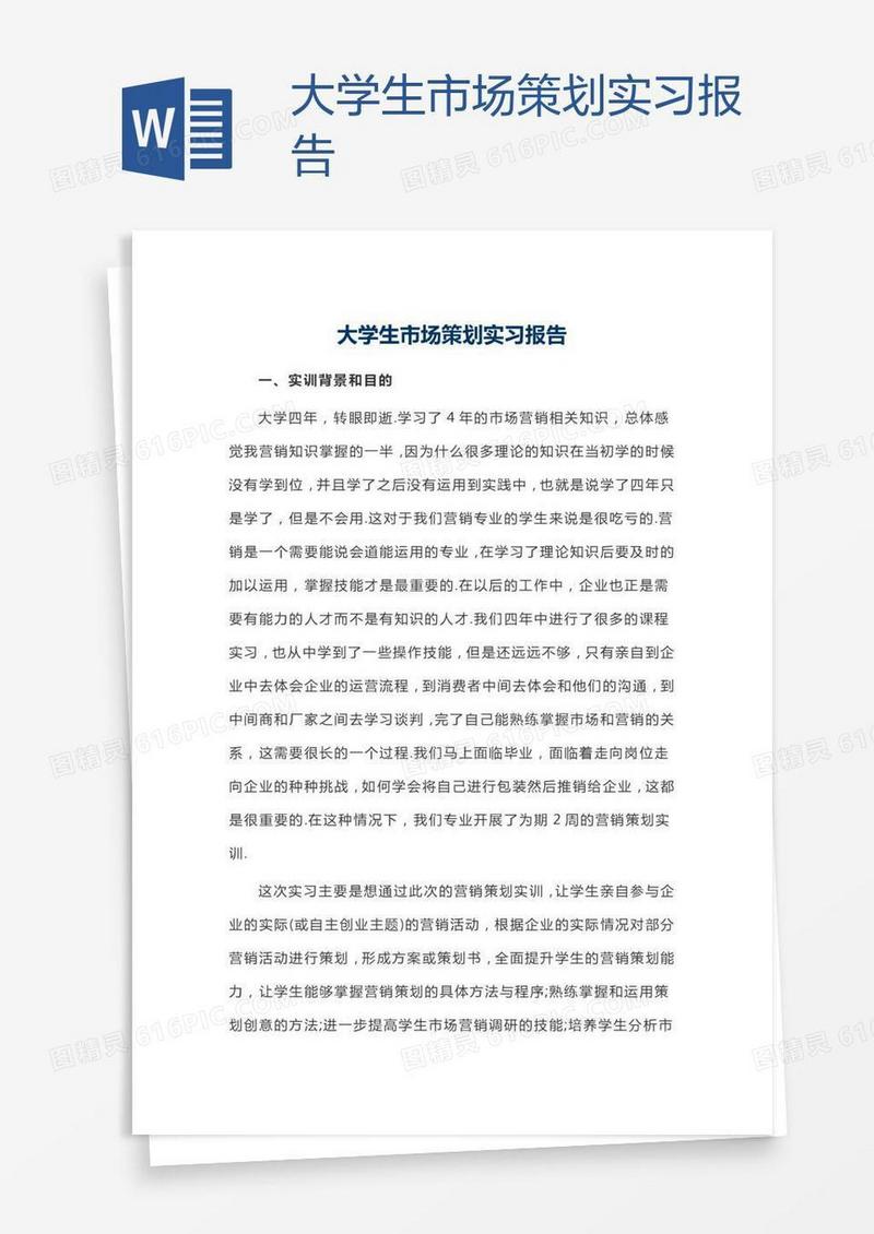 大学生市场策划实习报告