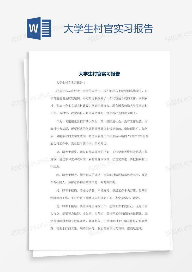 大学生村官实习报告