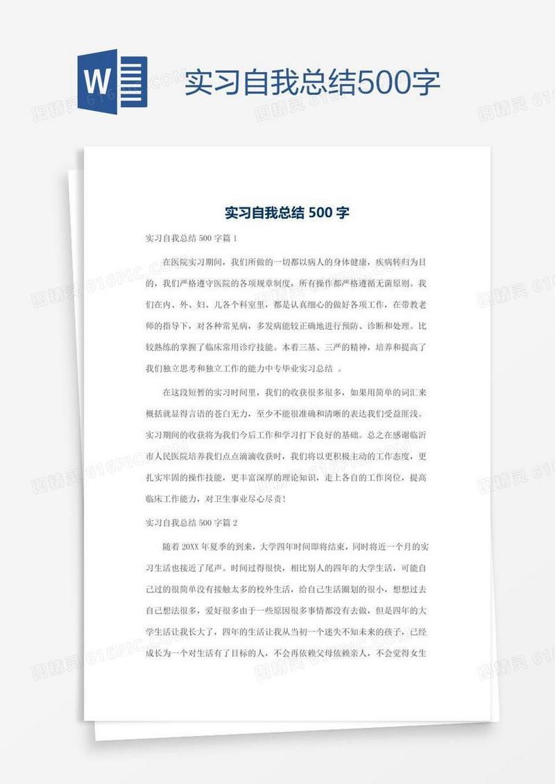 实习自我总结500字