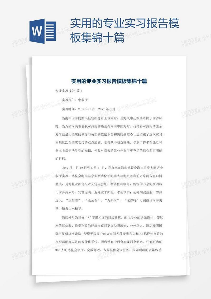实用的专业实习报告模板集锦十篇
