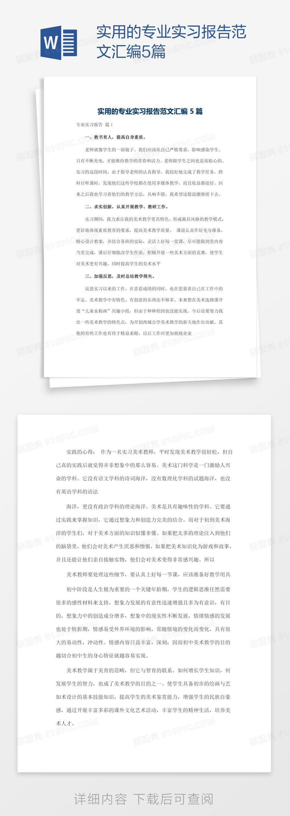 实用的专业实习报告范文汇编5篇