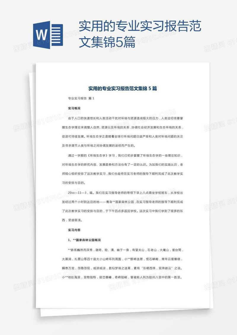 实用的专业实习报告范文集锦5篇