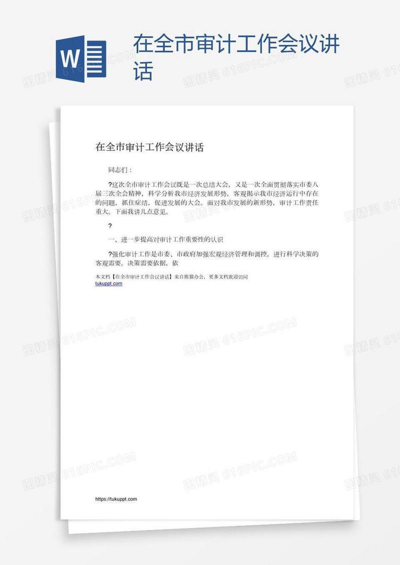 在全市审计工作会议讲话