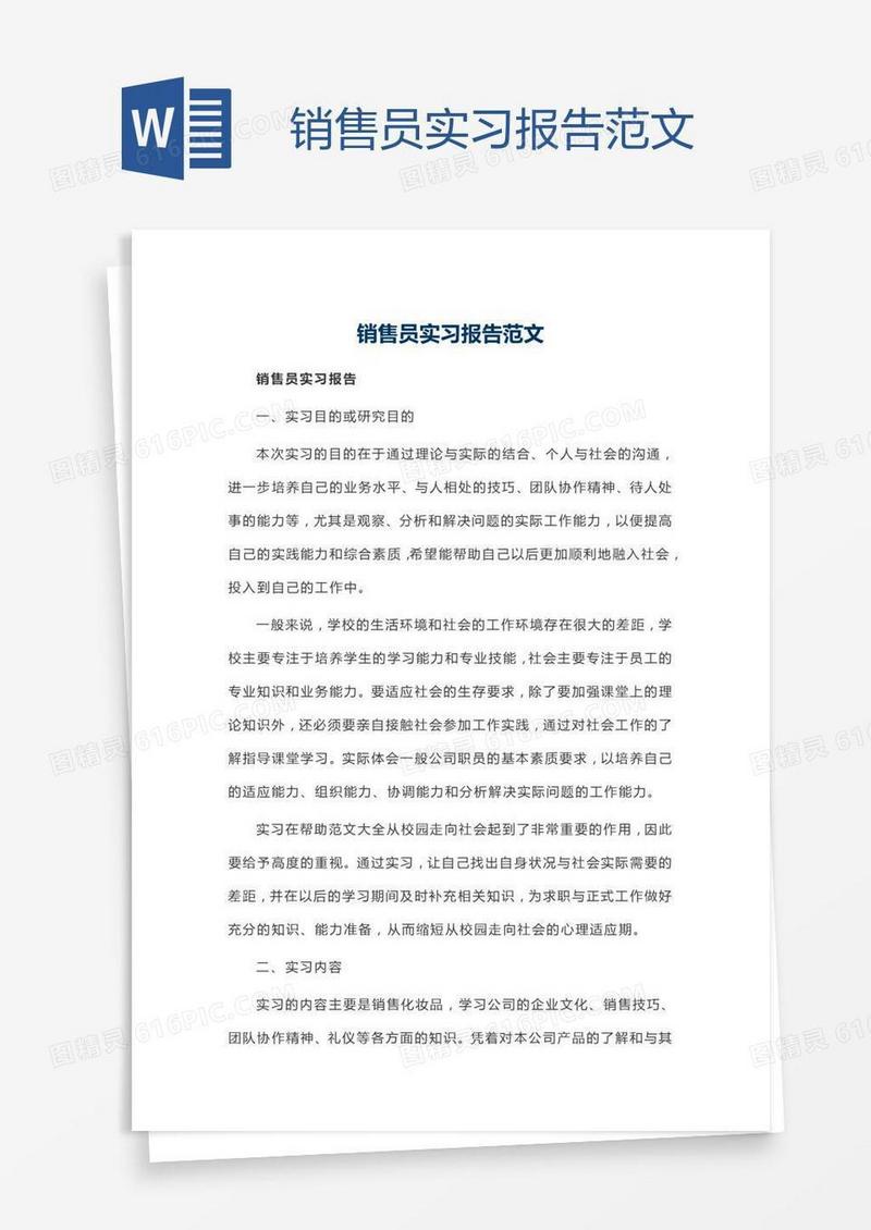 销售员实习报告范文