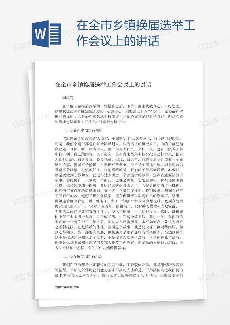 在全市乡镇换届选举工作会议上的讲话
