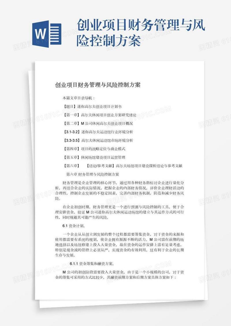 创业项目财务管理与风险控制方案