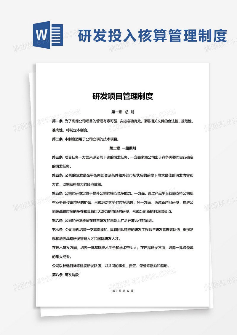 研发投入核算管理制度word模板