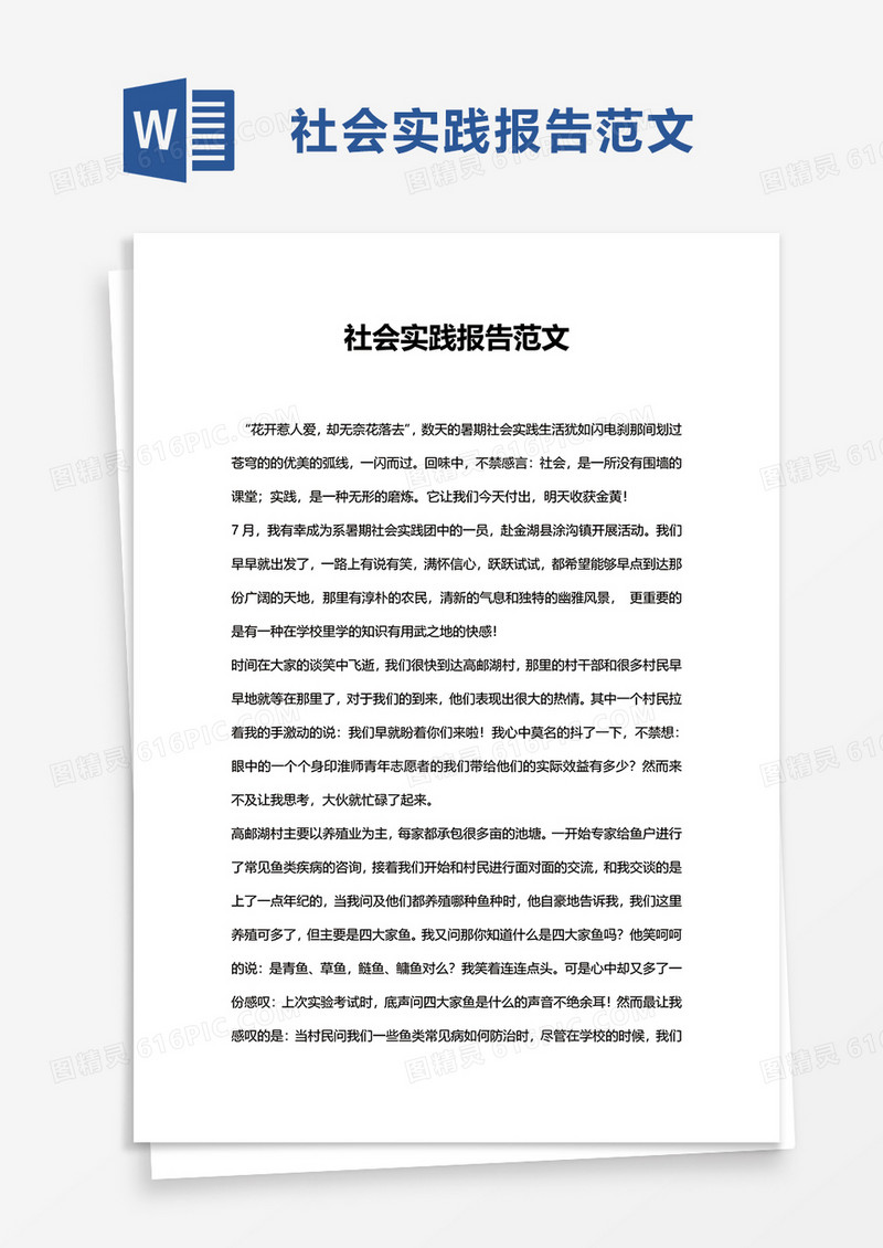 社会实践报告范文word模板