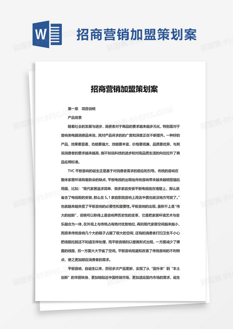招商营销加盟策划案word模板