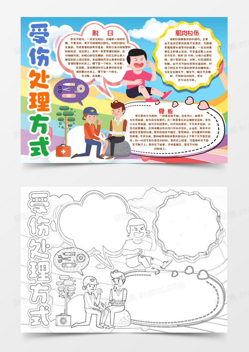 受伤处理方式小报手抄报word模版