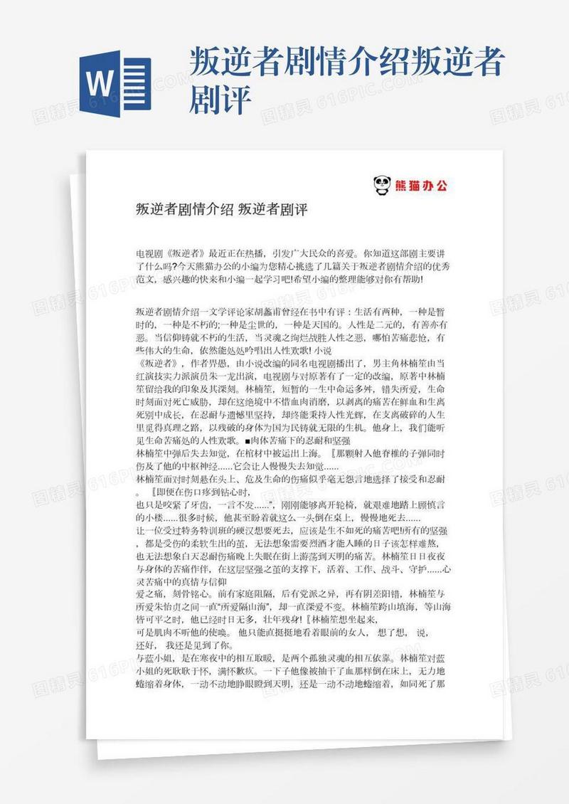 叛逆者剧情介绍叛逆者剧评
