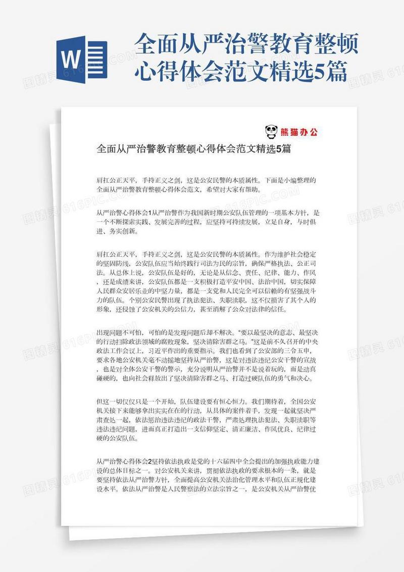 全面从严治警教育整顿心得体会范文精选5篇