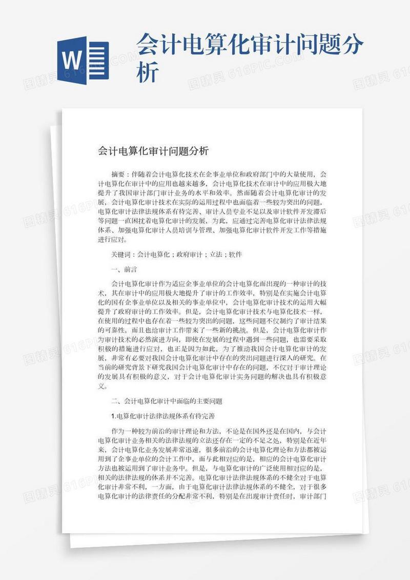 会计电算化审计问题分析
