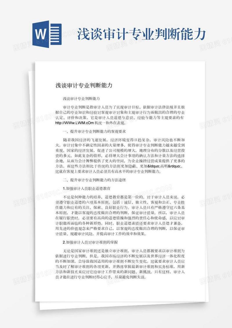 浅谈审计专业判断能力