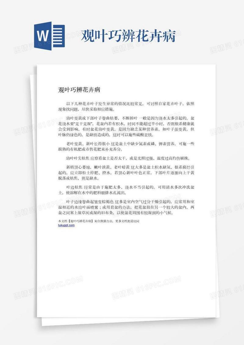 观叶巧辨花卉病