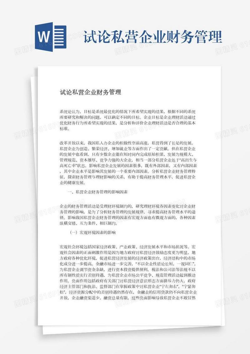试论私营企业财务管理