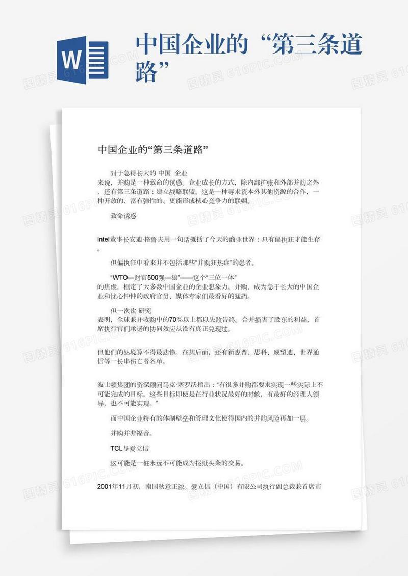 中国企业的“第三条道路”