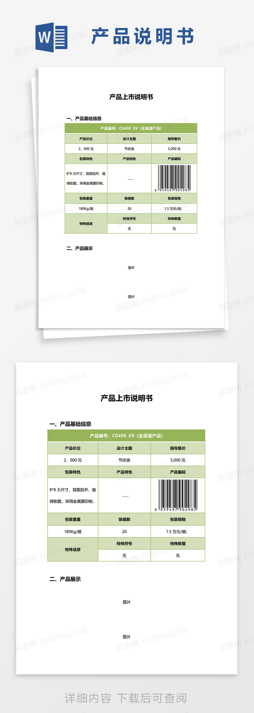 产品上市说明书word模板