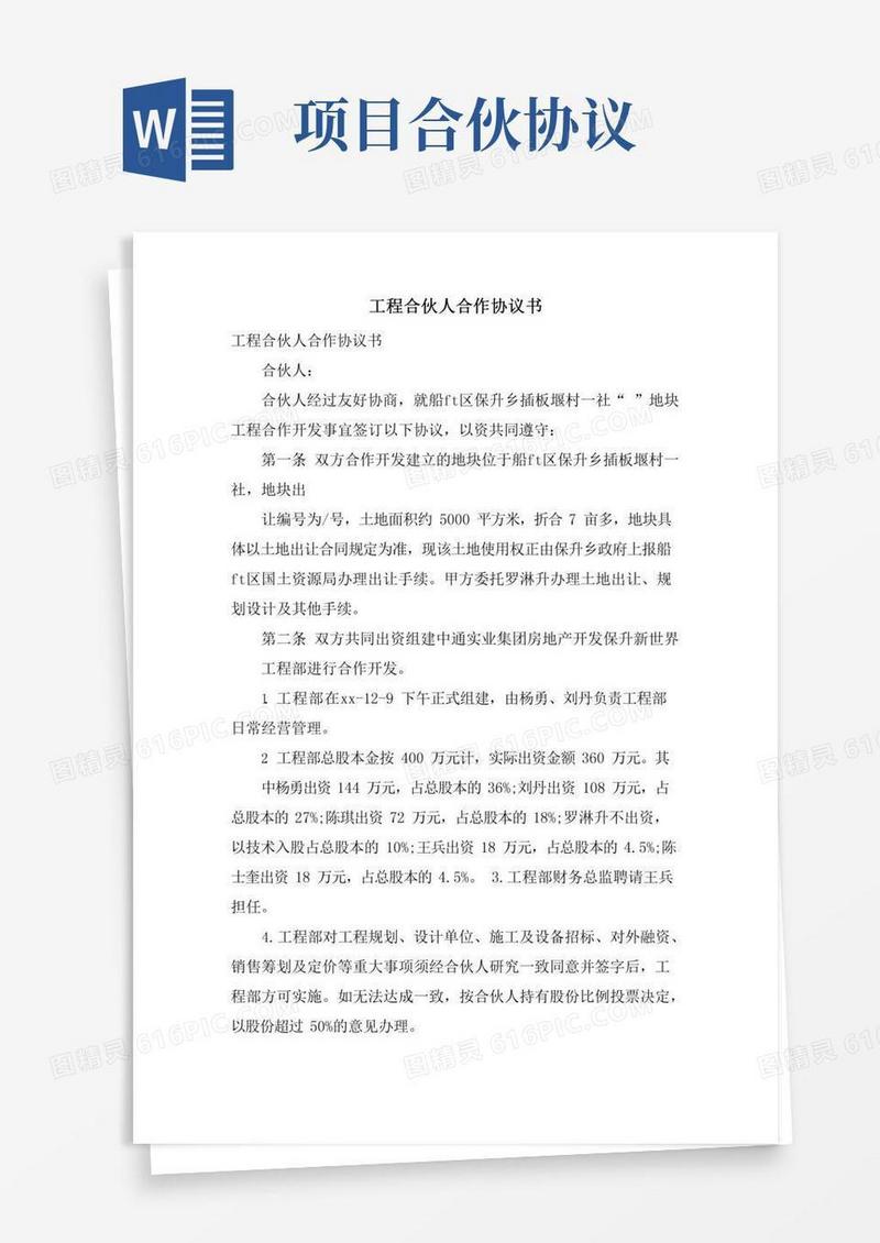 项目合伙人合作协议书.doc
