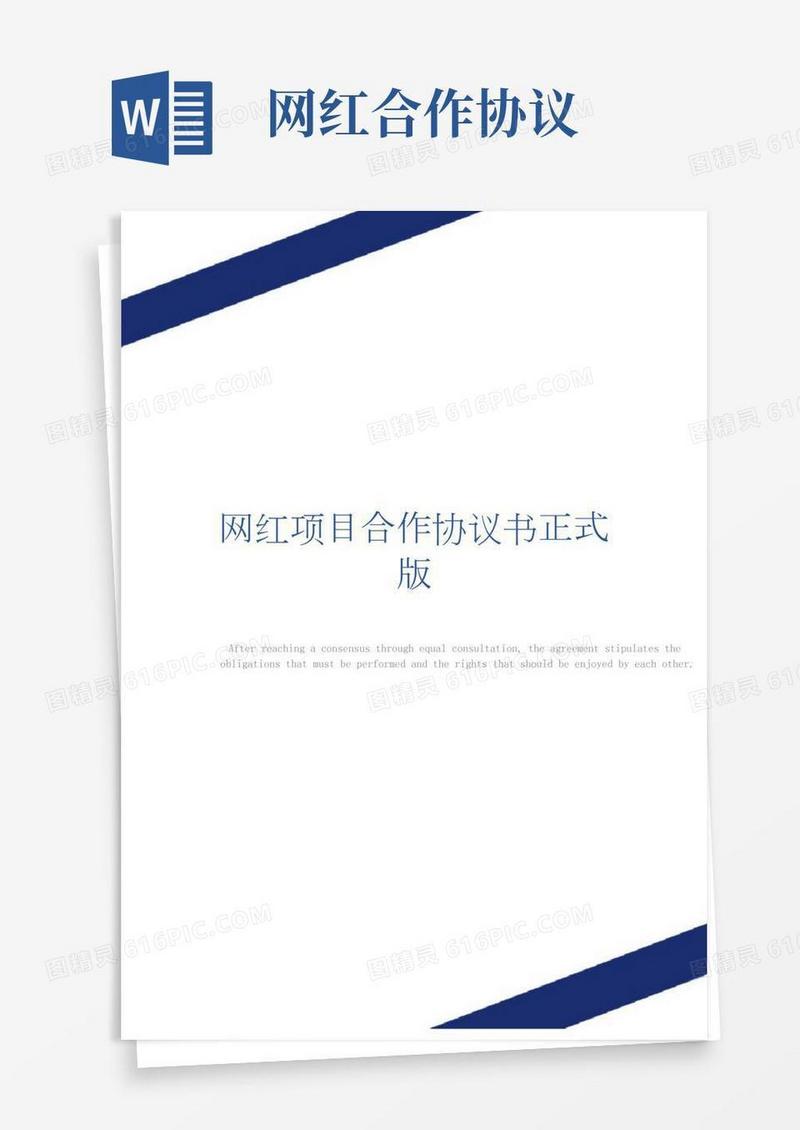 网红项目合作协议书正式版