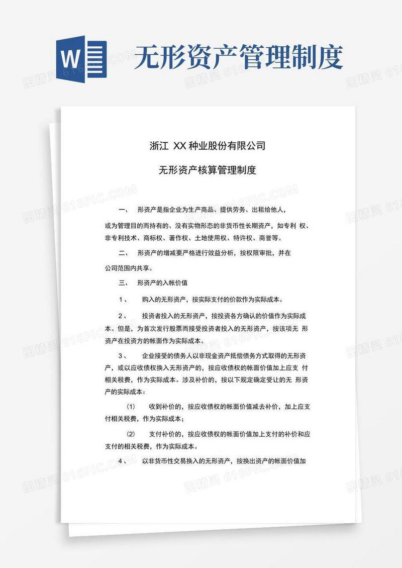 无形资产核算管理制度