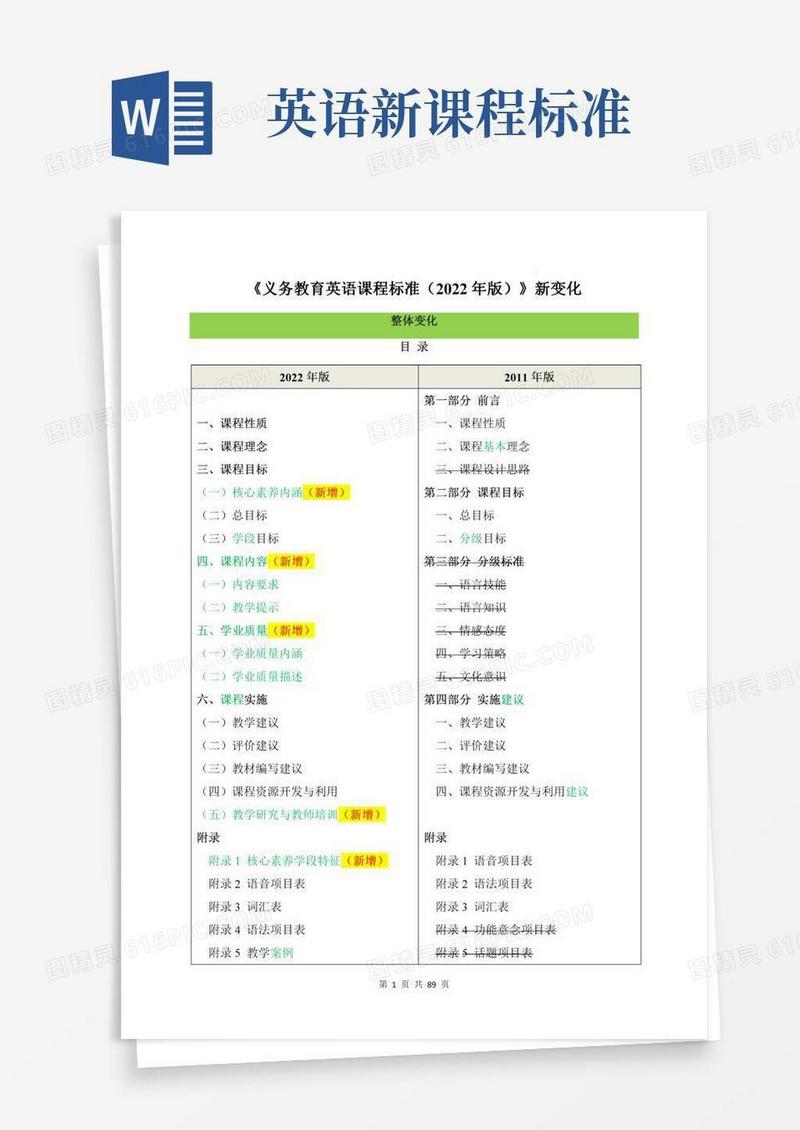 义务教育英语课程标准（年版）新变化