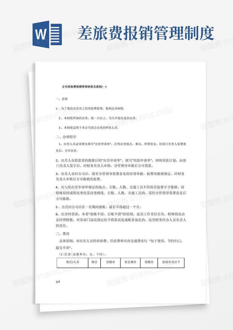 公司差旅费报销管理制度及流程